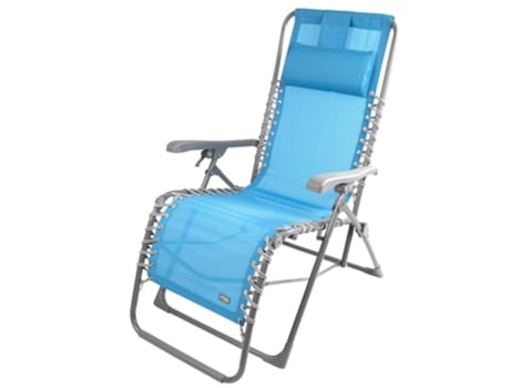 Silla Tumbona Plegable Jardín Gravedad Cero Azul con Cojín AKTIVE