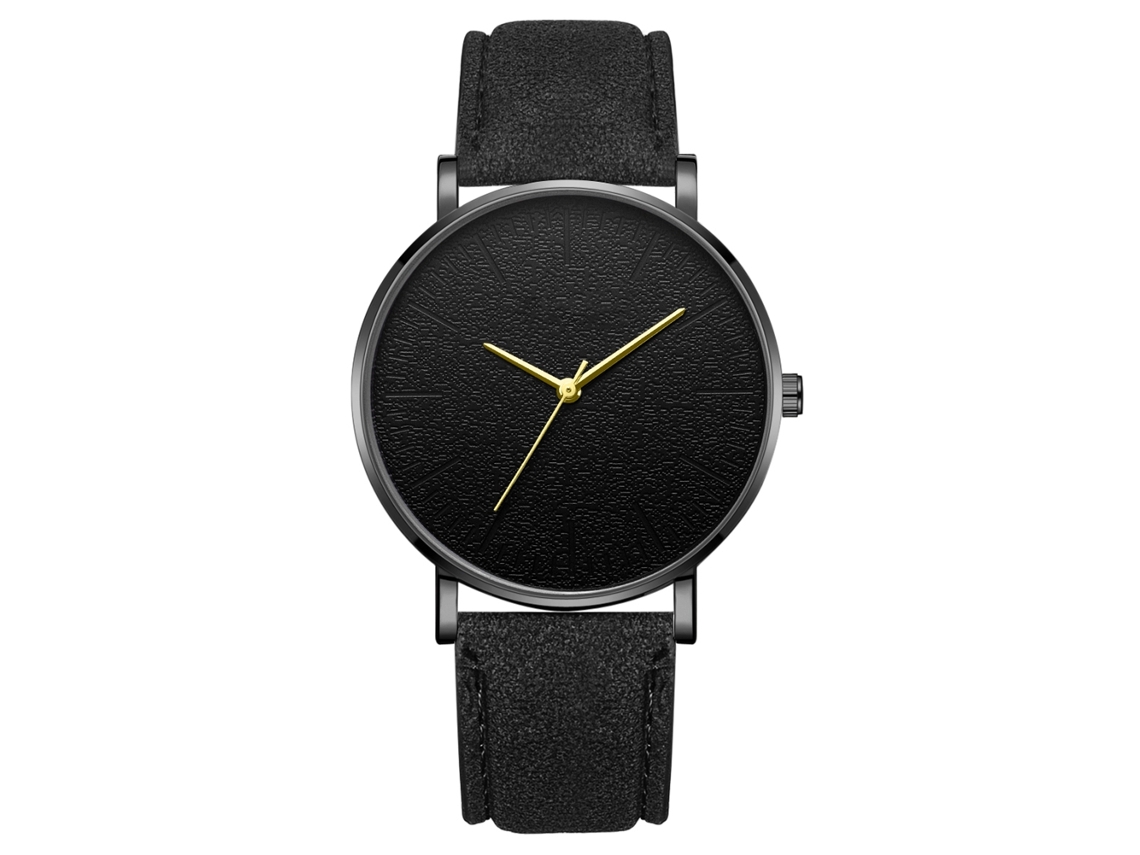 Reloj De Pulsera Zhoulianfa De Piel Sintética, Estilo Casual, De Cuarzo, Para Parejas, Con Bisel Redondo Sencillo (negro).
