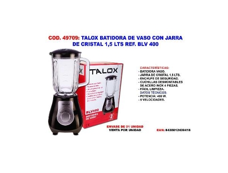 Talox batidora de vaso con jarra de cristal 1,5 lts ref. blv 400