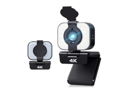 Cámara web 4k con trípode, transmisión en directo, luz de relleno ajustable, micrófono estéreo integrado, videollamadas, color negro Yizhood