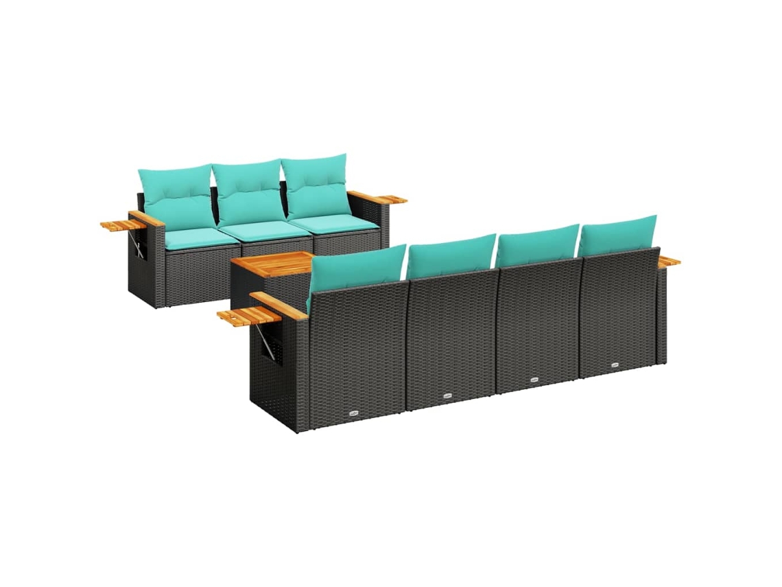 Maison Exclusive - Set De Sofás De Jardín 8 Pzas Con Cojines Ratán Sintético Negro