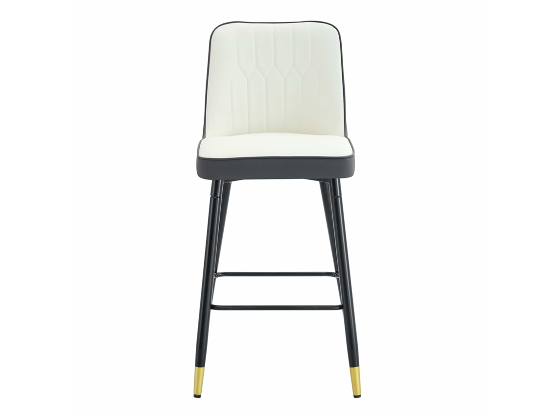Juego De 2 Taburetes De Bar 100 Cm - Pu Cuero, Base Metálica Negra, Reposapiés Cómodo - Gris Oscuro, Blanco+plata