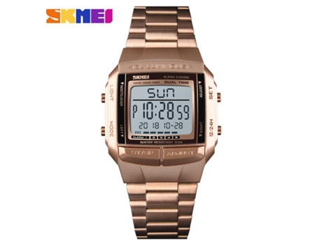 Reloj digital para hombre, alarma deportiva, relojes de negocios, relojes de pulsera cuadrados impermeables, oro rosa LUUCOZK