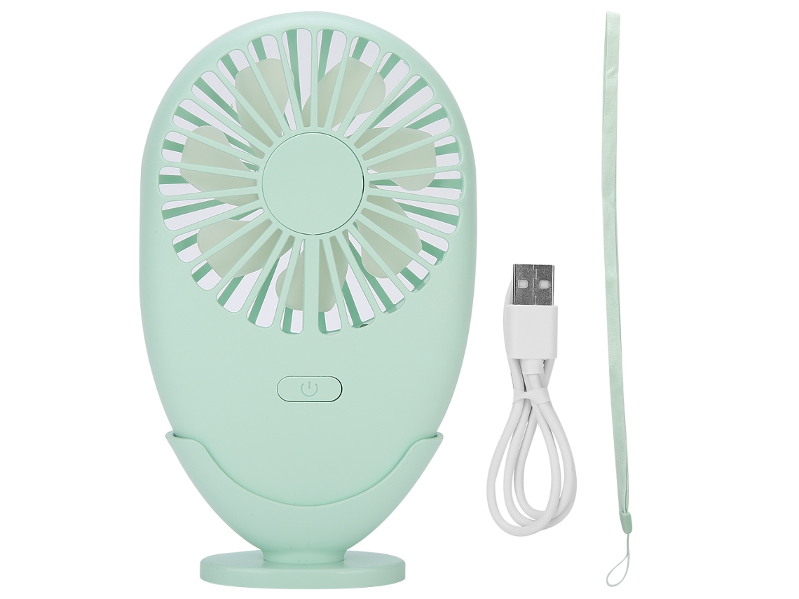 Mini ventilador USB portátil verde para el hogar, exteriores y oficina.