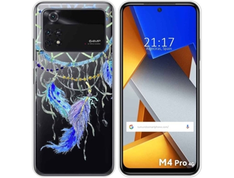 Carcasa para Xiaomi Poco M4 Pro 4G TUMUNDOSMARTPHONE Dibujos Transparente Plumas Multicolor