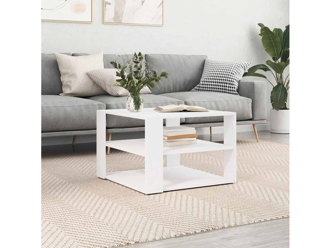 Mesa de centro de 58x58x40 cm, fabricada en madera sintética blanca, HARLANV1
