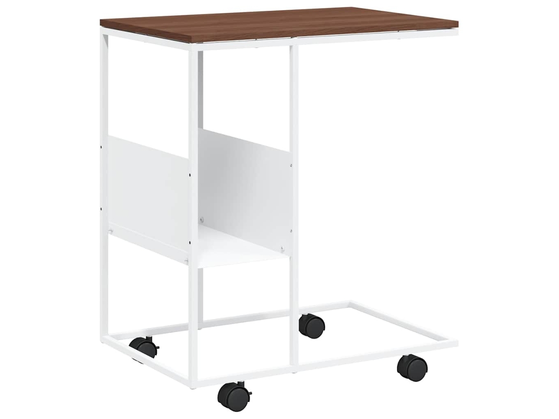 Mesa auxiliar con ruedas, derivados de madera blanca, MAISON EXCLUSIVE, 55x36x63,5 cm