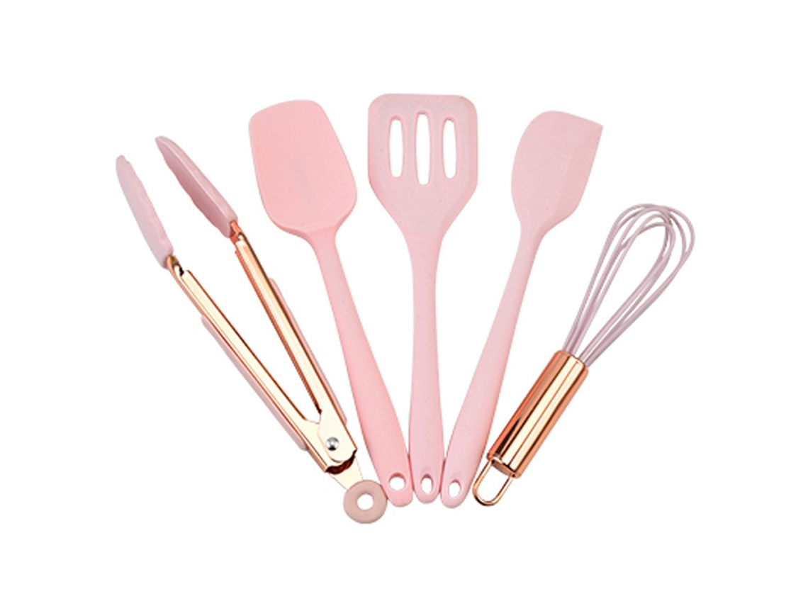 Juego De Utensilios De Cocina De Silicona - Caja De Color Rosa De Cinco Piezas JEIIBRZUI