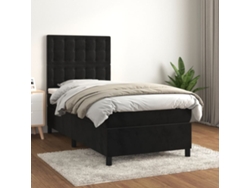Estructura De Cama Con Muelles/Colchón 80X200 Cm Terciopelo Negro
