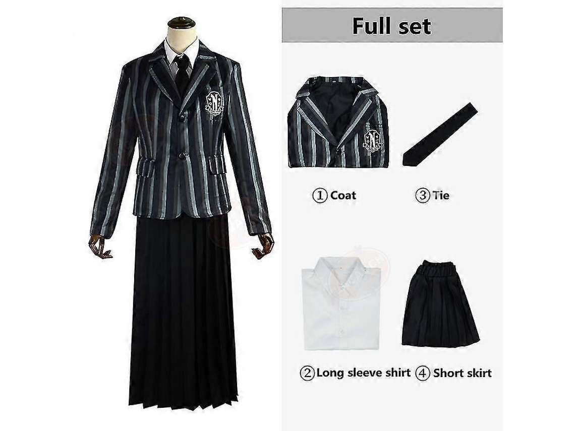 Disfraz De Wednesday Addams De La Academia Nevermore, Uniforme Escolar, Conjunto Unisex.