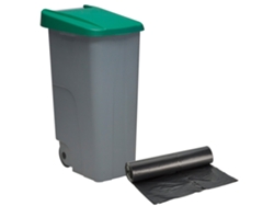 Contenedor Cerrado 110L Verde Alt.88Cm + 10 Bolsas de Basura 120L WELLHOME