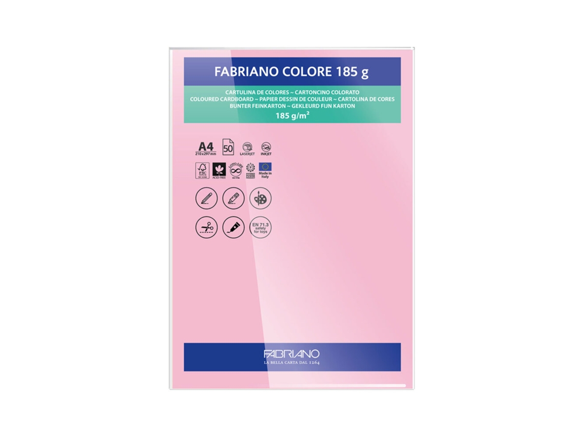 FABRIANO Cartulina A4 185 g/m² Rosa 50 Hojas