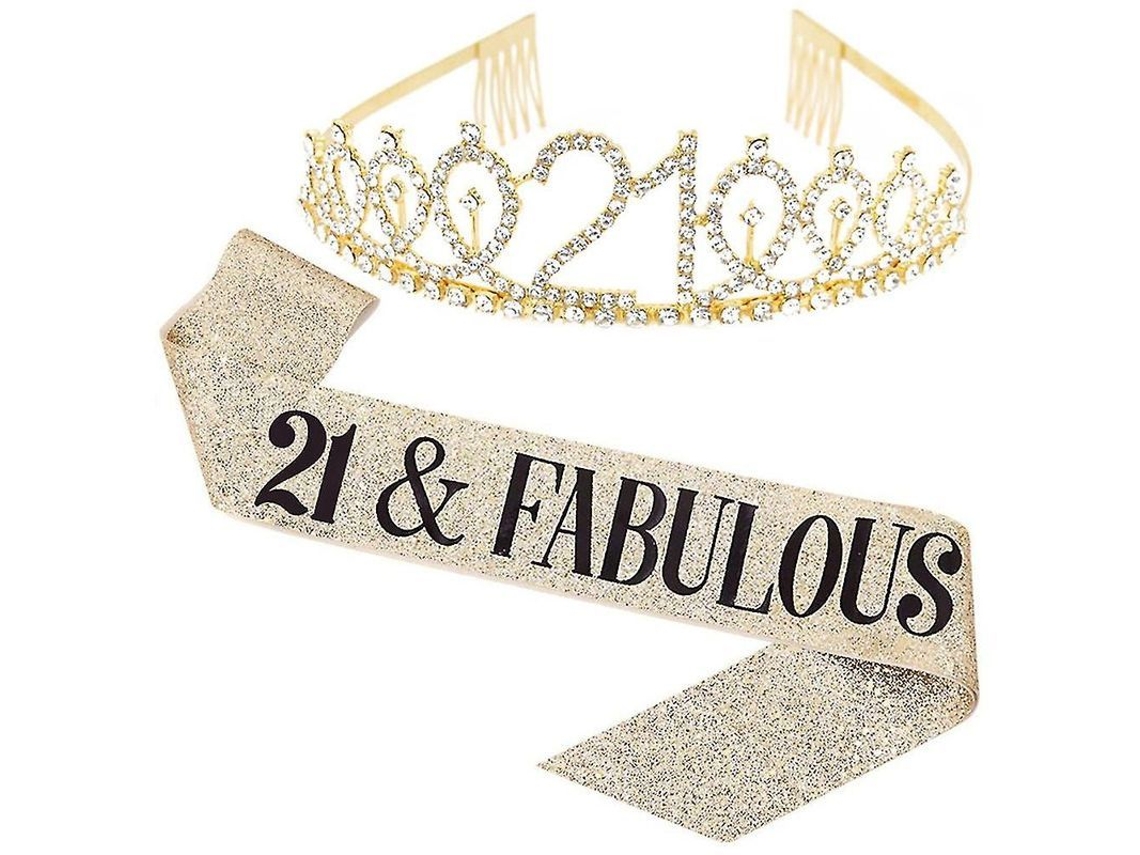 Fasst-juego De Faja Y Tiara Con Letras Y Piedras Brillantes Para Fiesta De Cumpleaños Jikaix