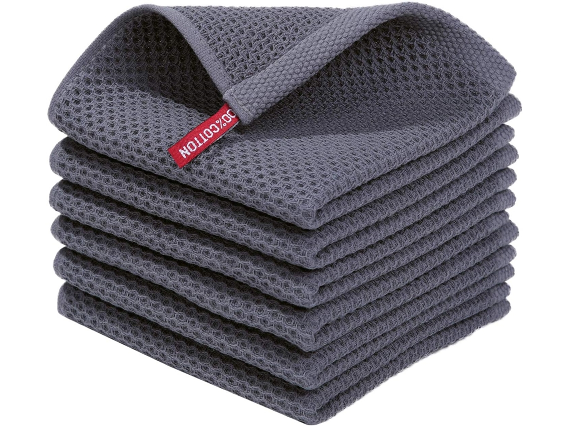 Juego de paños de cocina Kofihety textura waffle gris (30x30cm)