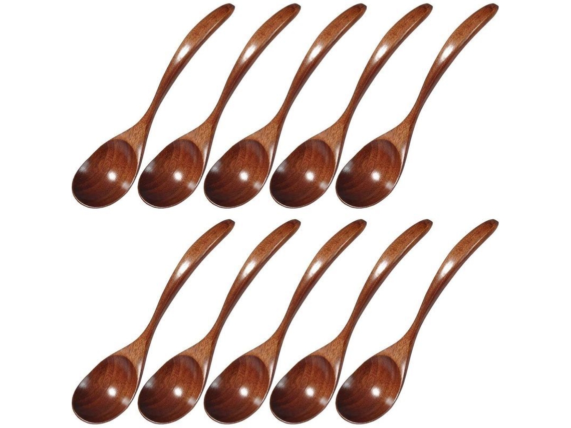 10 Cucharas De Madera Japonesas Naturales Con Mangos Largos - Para Especias, Azúcar, Café