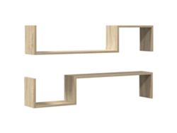 Juego de 2 estantes de pared de madera de roble, Sonoma, EXCLUSIVA MAISON