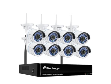 Sistema de Vigilancia SLOWMOOSE P2P 8Ch 3Mp Inalámbrico Wi-Fi y Grabación de Audio (8 Canales Nvr y 8 Cámaras-200004889 - 3T)