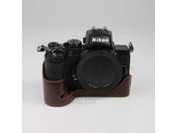 Bolsa protectora de cuero genuino para cámara con fondo mediano compatible con Nikon Z50 Facpoet
