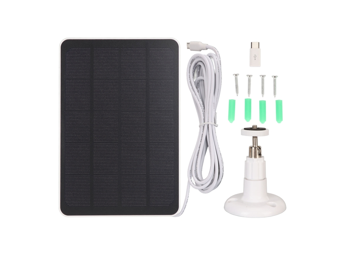 Panel Solar Para Cargador De Cámara, Resistente Al Agua Ip65, 5v 4w, Alta Eficiencia, Micro Usb C, Color Blanco.