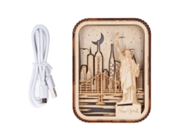 Lámpara de noche LED Baok-3D de madera grabada, serie Ciudad de Nueva York, lámpara de mesa decorativa para dormitorio y oficina.