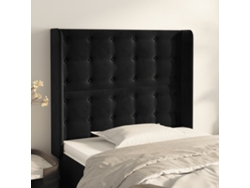 Cabecero Con Orejas De Terciopelo Negro 103x16x118/128 Cm