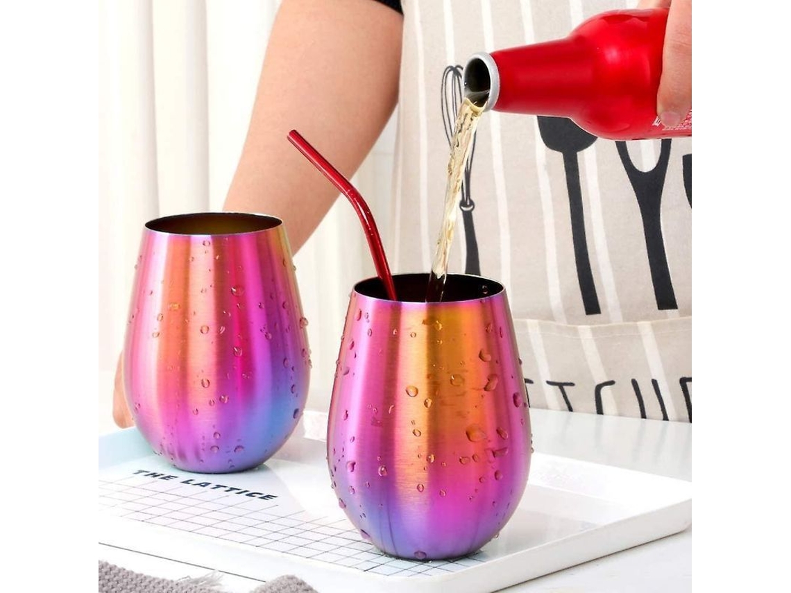Vasos De Vino Sin Tallo De Acero Inoxidable, Vasos Portátiles Al Aire Libre, Set De 2 Vasos Metálicos Sinfonía