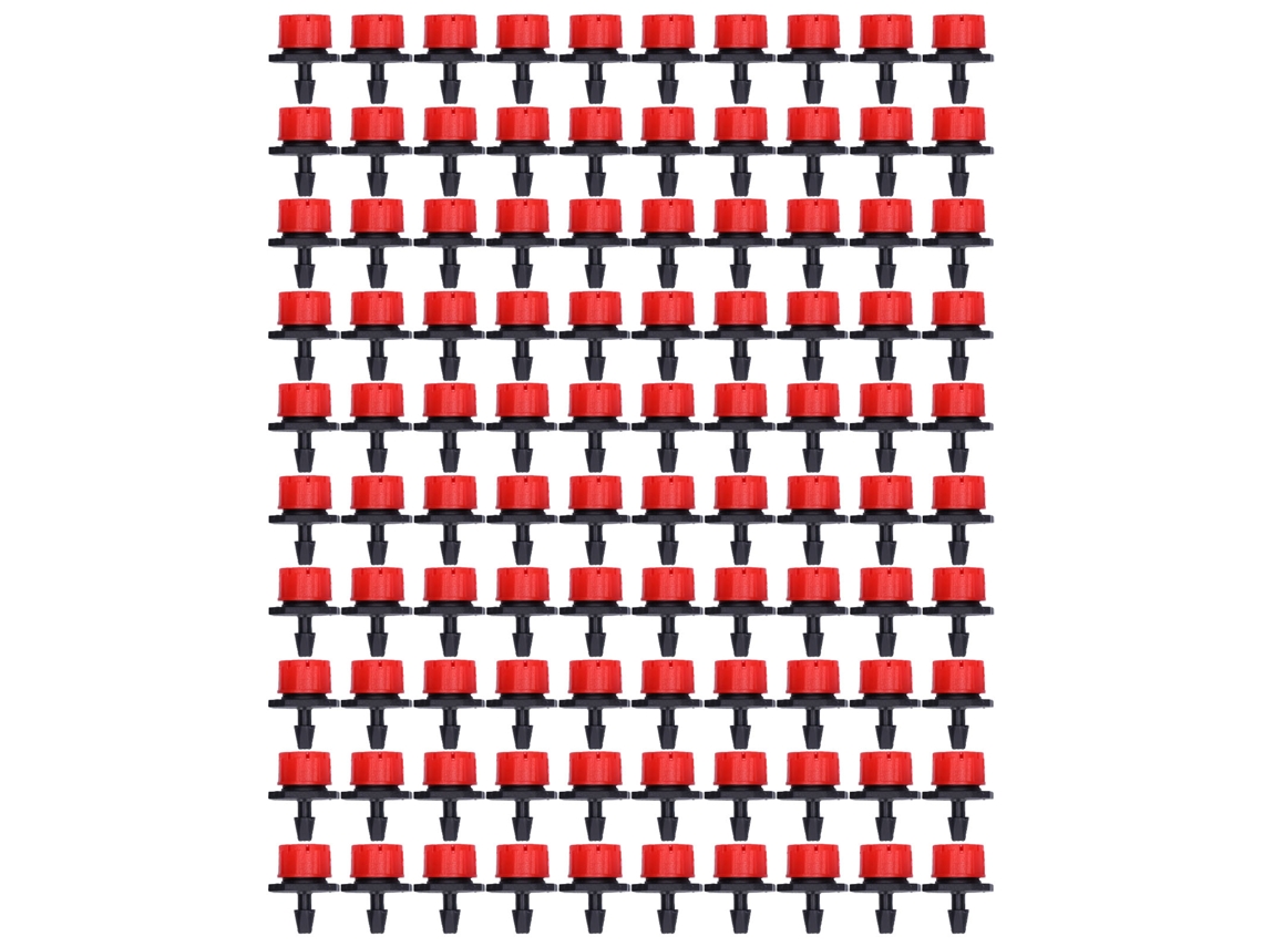 100 Goteros De Riego Ajustables De 8 Orificios Para Jardín, Invernadero, Patio, Color Rojo.