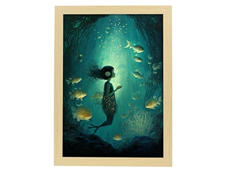 NACNIC Poster Submarino En Estilo Surrealismo Cinematográfico Ilustraciones Y Grabados De Historieta Abstracta Y Artística A4 Marcos Madera