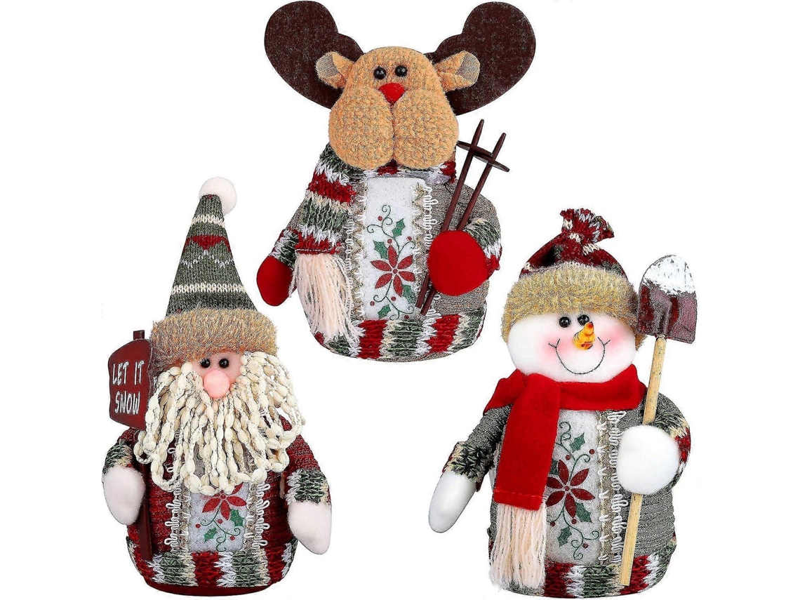 Omni-decoraciones De Mesa Navideñas: Santa, Muñeco De Nieve Y Reno - Paquete De 3