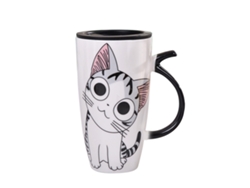 Taza De Café De Cerámica Con Un Lindo Gato Y Tapa, 600 Ml, Para El Hogar O La Oficina.