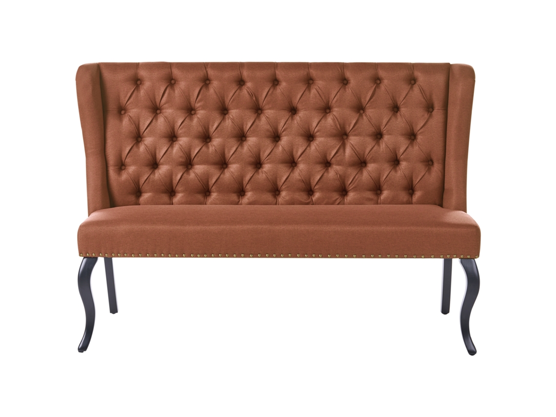 Sofá De 2 Lugares Beliani Torsby De Tecido Castanho 154x63x106