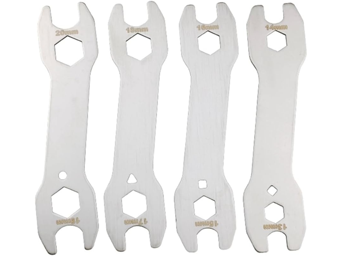 Juego De 4 Herramientas Para Reparación De Bicicletas: Llave De Cono Para Bujes De 13/14/15/16/17/18/19/20 Mm.