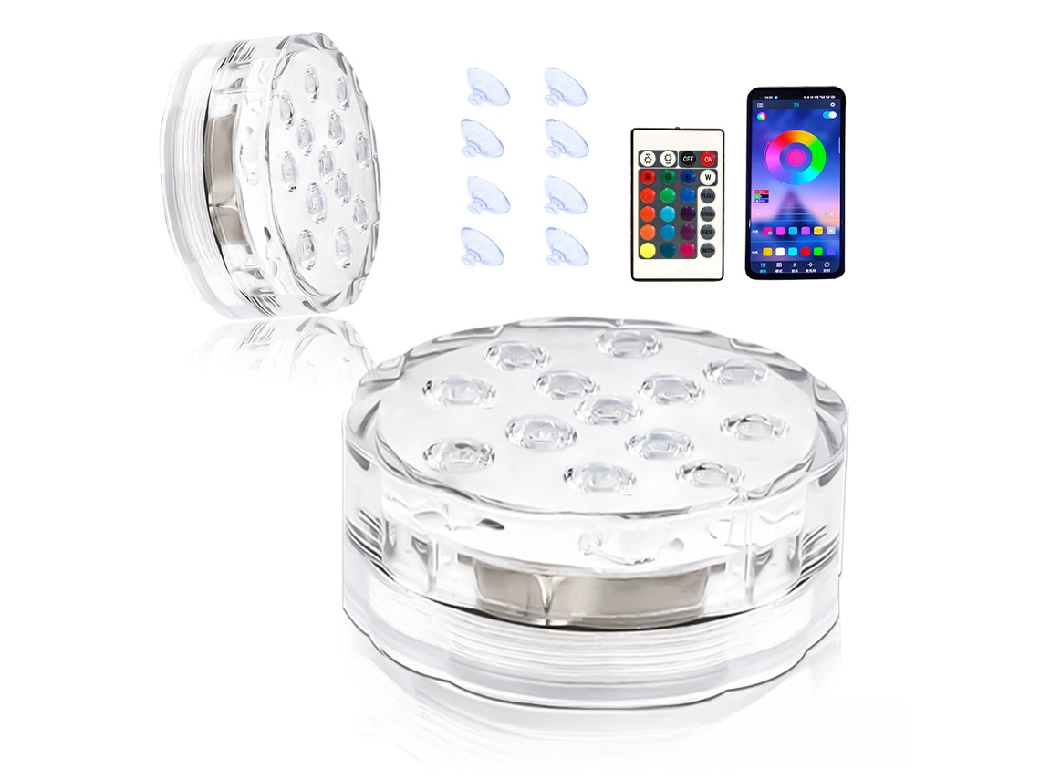 Luces LED para piscina (2 unidades, con control remoto, 7 colores cambiantes, a pilas), ideales para estanques, Spas y piscinas.