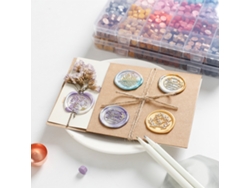 Kit De Sellado Con Cera Que Incluye 600 Perlas, Cuchara Y 4 Velas Para Invitaciones De Boda Y Manualidades.