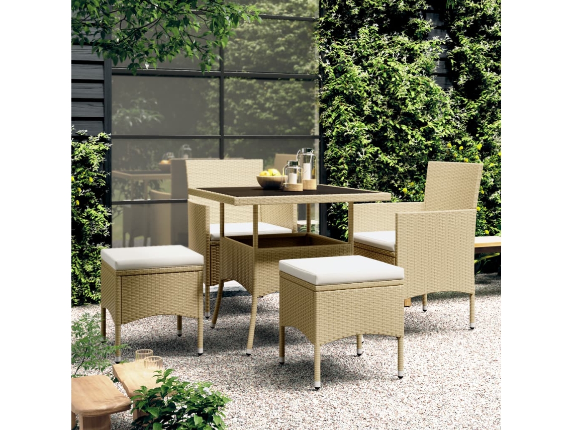 Conjunto 5 Piezas This Jantar Para Jardim Vime Pe Bege Dkd Home Decor