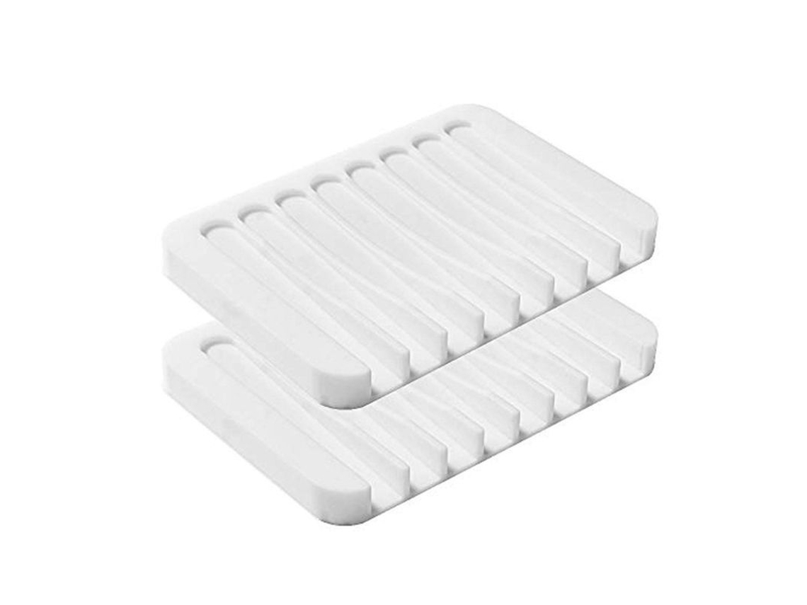 2026-linjou 2ud Porta Jabón De Silicona Premium, Antideslizante Y Autodrenante Para Baño Y Ducha (blanco)