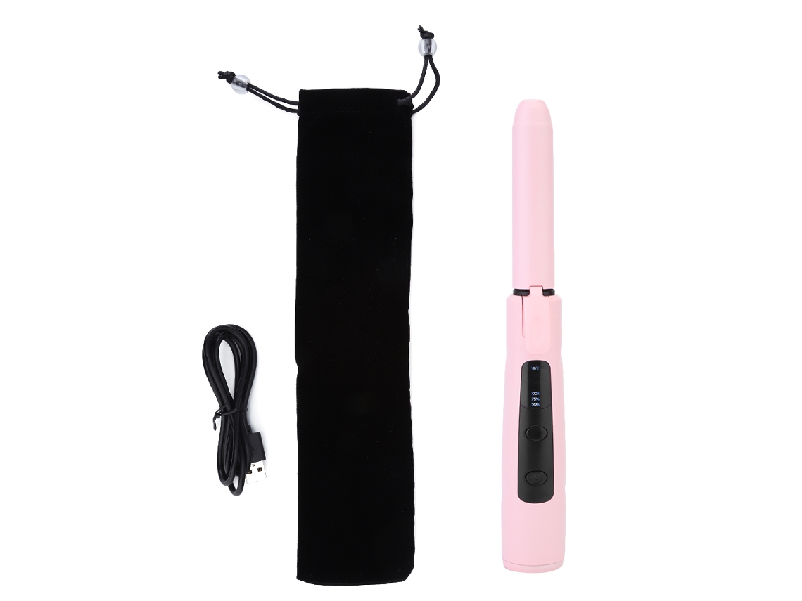 Plancha De Pelo Y Rizador Inalámbrico Recargable Usb Herramientas De Peinado Rosa