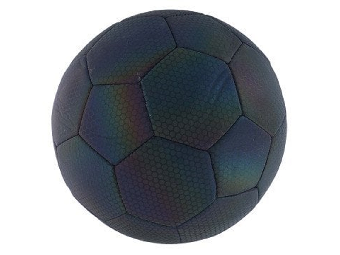 Balón de fútbol reflectante de 22 cm en nailon holográfico negro. Merkloos