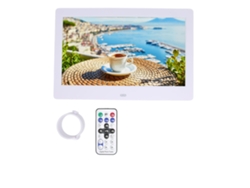 Quadro Digital De Fotos Hd 10.1 Polegadas Smart Tela Lcd 1024x600 Controle Remoto Branco Plugue Eu