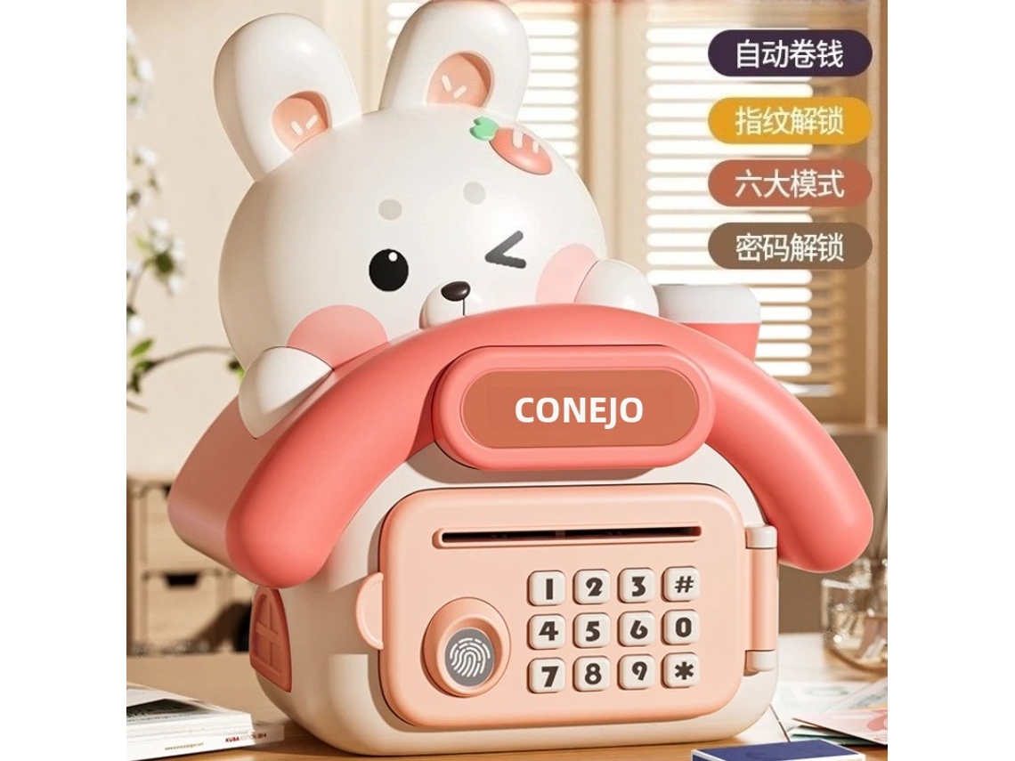 Hucha electrónica, caja fuerte para monedas, contador de combinación, cerradura con llave Mdug (conejo)