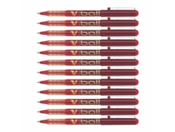 PILOT Roller V-Ball Liquid Ink Biros 0.7 Red 12 Unidades