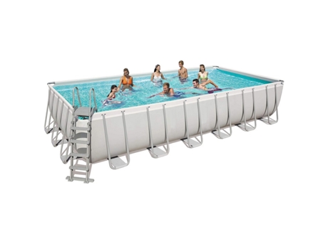 Piscina de jardín elevada 732x366x132 cm con bomba y escalera