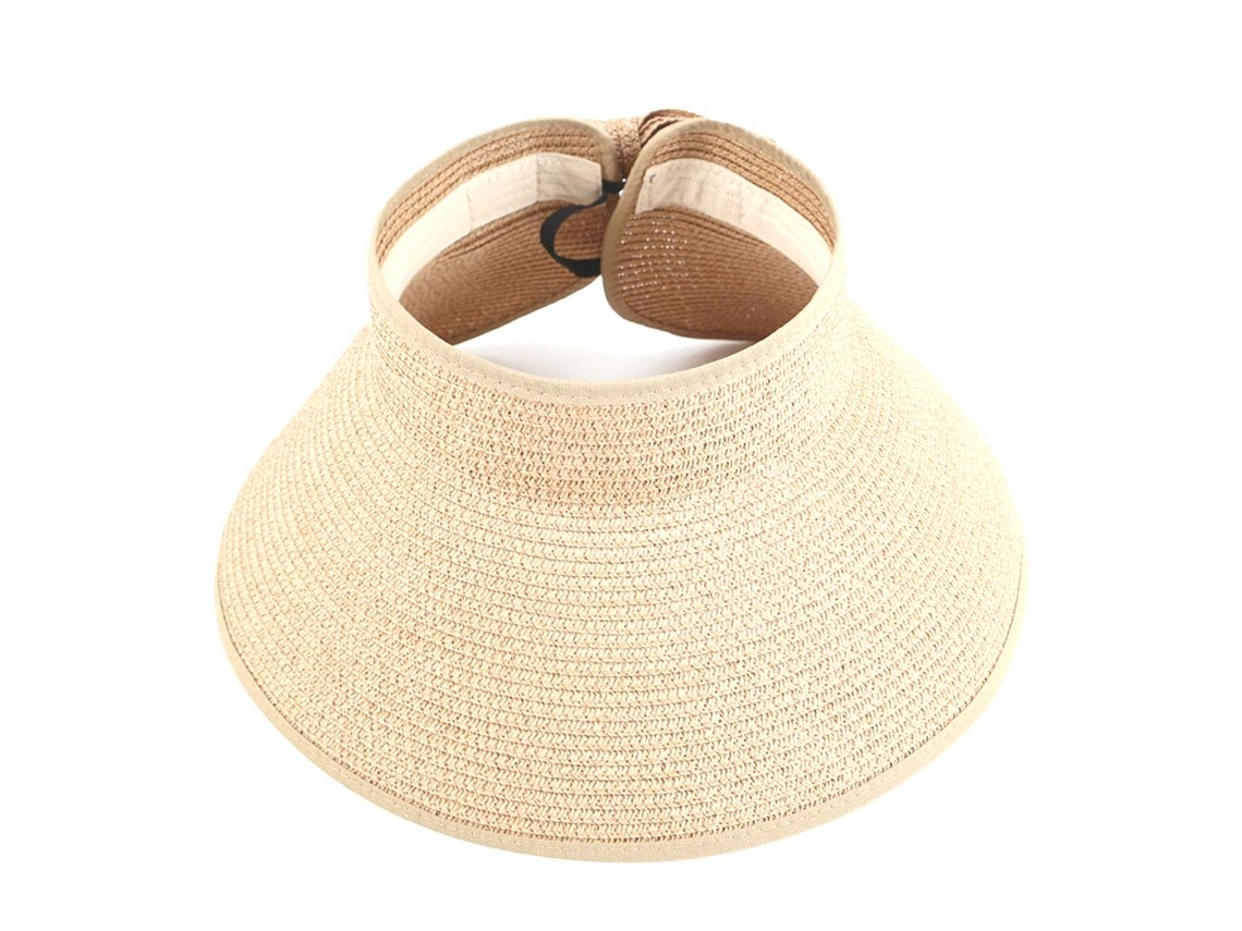 Sombrero De Paja Plegable De Ala Ancha Con Visera Para Mujer, Ideal Para La Playa.