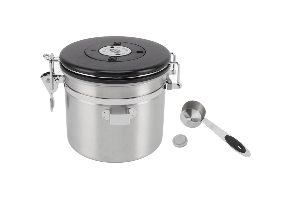 Recipiente Hermético Para Café De 1,2 L De Acero Inoxidable 304 Con Cuchara Para Granos De Té, Harina, Azúcar, Plata