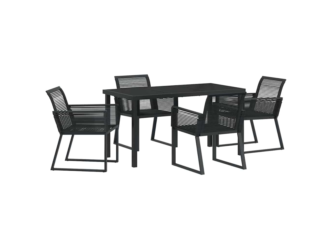 Conjunto De Comedor De Jardín 5 Uds | Mueble De Jardín Negro