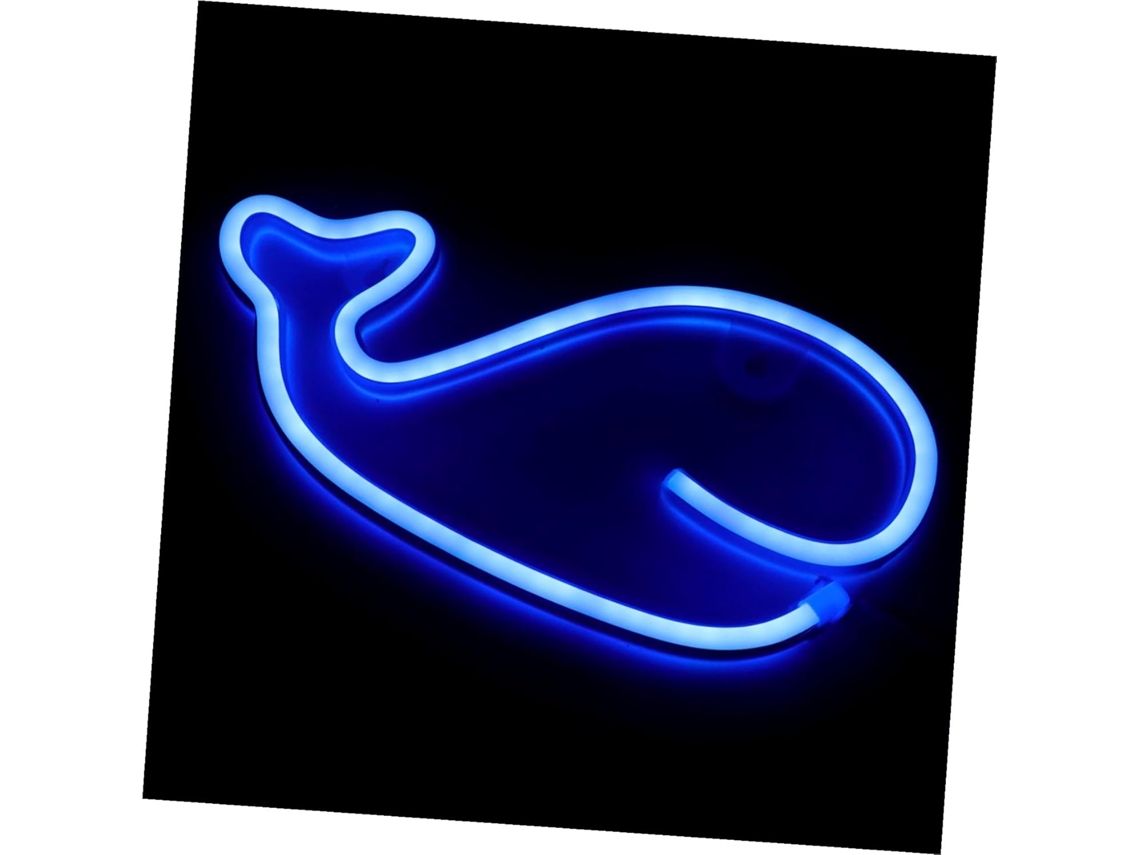 Lámpara de pared LED con forma de ballena azul, decoración de pared de plástico, funciona con USB y pilas. SFUSHOS