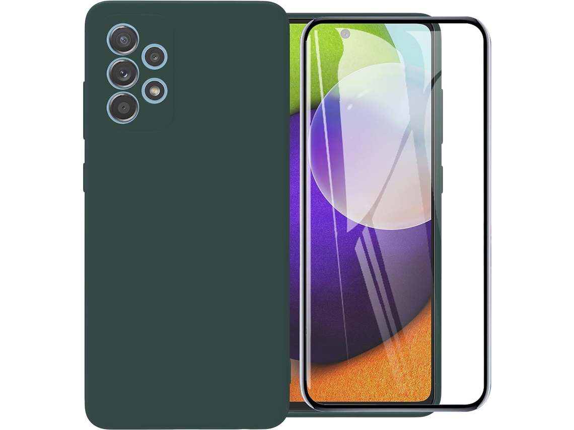 Protector de Pantalla Temperado Protetora Móvel para Samsung Galaxy A52 5G HONGWE. Silicona Verde