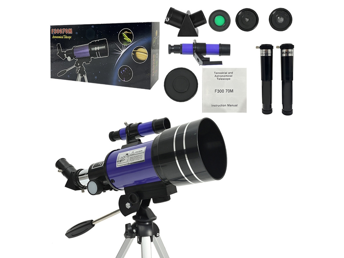 Telescopio compacto EIFSON 30070 con trípode para principiantes, aumento de 150x para observación lunar (morado)