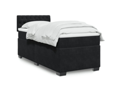 Cama Box Spring Con Colchón Terciopelo Negro 80x200 Cm