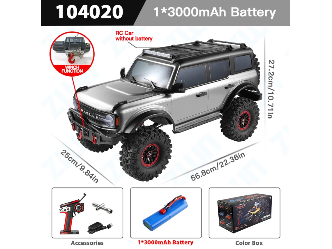 Coche RC 1/10 Profesional 4x4 Todoterreno 2.4G con Luz, Escalada Eléctrica Grande Aeuzwr